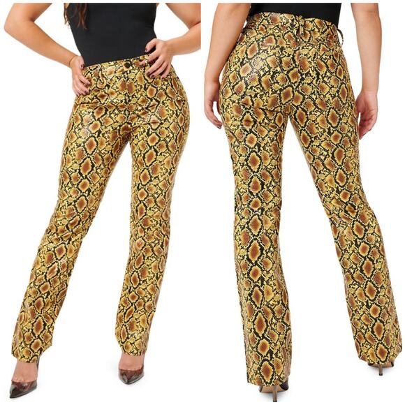 Good American Good 90's Icon Faux Snake Skin Women's Pants Size 6/28 NWT - Picture 1 of 9